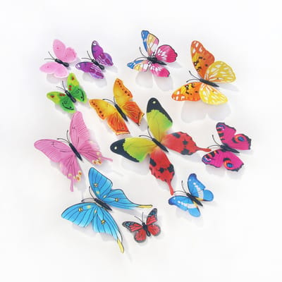muurstickers kinderkamer - 3D Vlinder Muurstickerdecoratie – Zelfklevende Gekleurde Vlinder Stickers – Magnetische Kunstmuursticker – Handig en Snel Te Plakken – Set van 24 Stuks