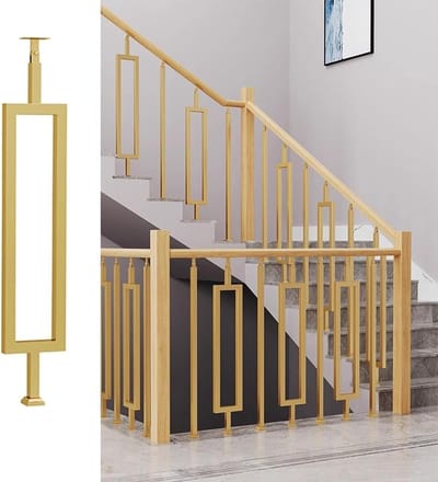 Metalen Leuningpalen - Trapsteunen - Veiligheid Thuis - Verstelbare Hoeksteun - 85 cm Hoog - Goud