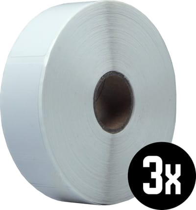 DULA Zebra kompatible Etiketten, 23 mm x 42 mm, Weiß, Permanent, Kern 25 mm, 3 Rollen, 1200 Etiketten pro Rolle