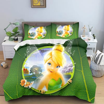 Tinkerbell Dekbedovertrek Cartoon Digitale Print Huis Kussensloop Set Volwassen Slaapkamer Kinderen Dekbed Beddengoed 90x200cm