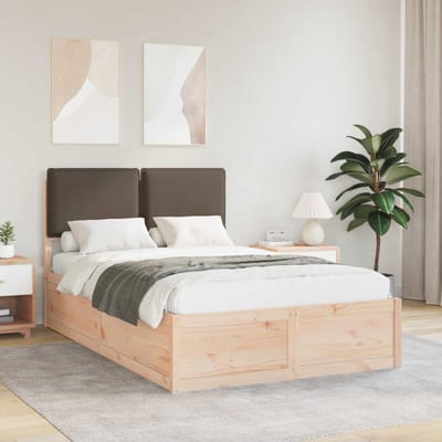 vidaXL - Bedframe - met - Gevoerde - Hoofdbord - Taupe - 120 - x - 200 - cm