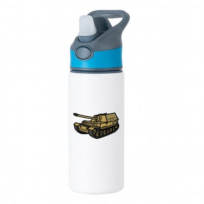 Hacebo® - Tank waterfles met rietje blauw - Auto - militairs - Leger - voertuig - gevechtsvoertuig - water fles - 650ML