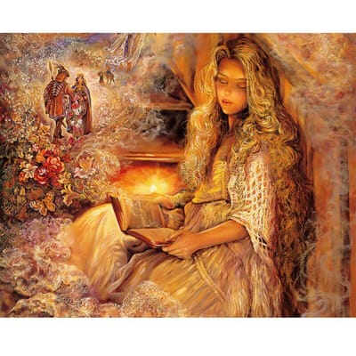 Peinture diamant thème fille, perceuse complète 5D, bricolage, livre de lecture, broderie, point de croix 20X30CM beige