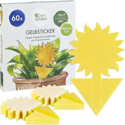 Gele Muggenstickers voor Insectenbestrijding - 60 Stuks, Anti-Muggen en Vliegenval voor Kamerplanten