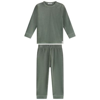 Prénatal peuter pyjama rib velour Dark Greenshade 74 unisex