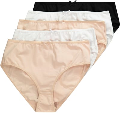 Ulla Popken - Dames - Midislips set van 5 elastische stof - Multicolor - Maat 42+