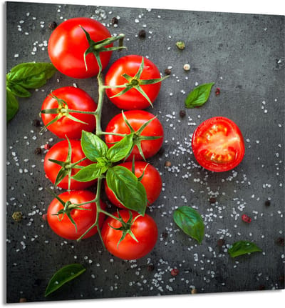 TMK ArtDeko Serie - Glas Keukenpaneel - 60x65cm - Tomaten Design - Gehard Glas