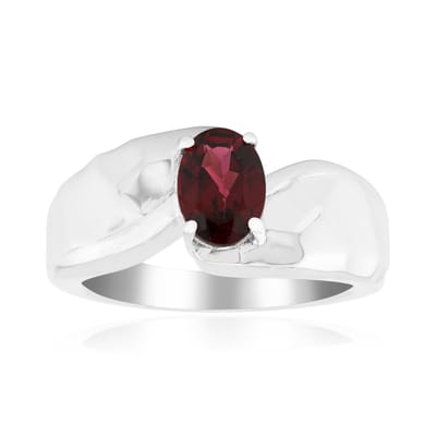 Cavill - 925 Sterling Zilveren Ring met 0,83 ct Ovale Roshoit Granaat - Palladium - Elegante Dieprode Ringen Dames