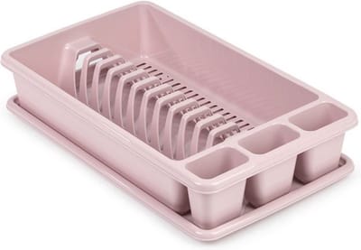 Plasticforte Afdruiprek met lekbak - oud roze - 45 x 26 cm - afwasrek