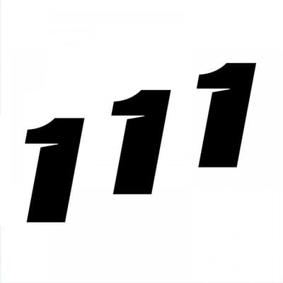 Lot de 3 sticker autocollant numéro de course un 1 noir Blackbird 100x50 pour moto