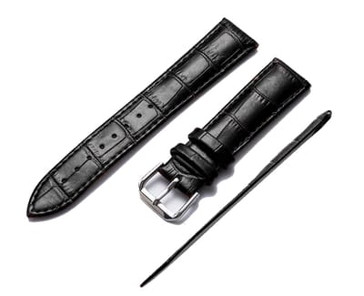 Leder Horlogebandje-14 mm-Zwart-Croco Print