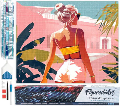 Figured'Art Diamond Painting set Volwassenen 40x50 cm Zomerwandeling - 5D DIY Art full drill vierkante diamant - Opgerold canvas