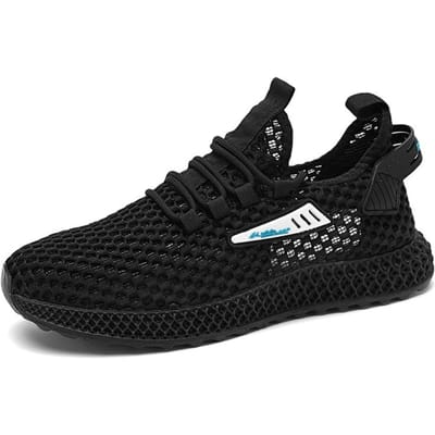 Heren Sneakers Lichtwit Ademende Hardloopschoenen voor Heren Mesh Zomer Vetersluiting Outdoor Wandelschoen Zapatillas De Deporte 44 black
