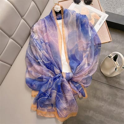 Ontwerp Sjaal Mode Kleine Gebroken Bloemen Bellen Chiffon Sjaal Lente Herfst Wikkelen Hijabs Dame Pashmina Sjaals Bandana 135x190cm gray