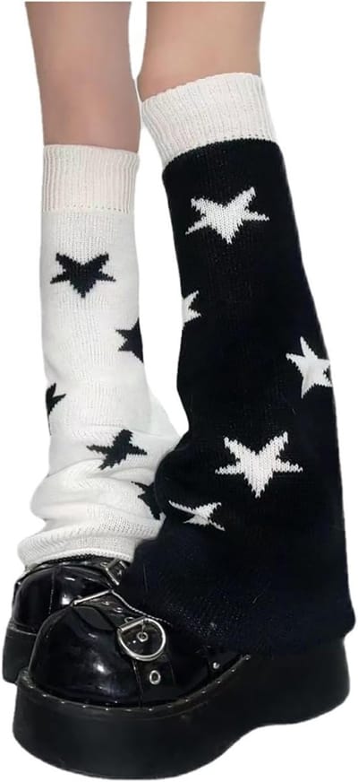 Famanu - Korte gehaakte beenwarmers beige/grijs, boottoppers, warme winterstijl