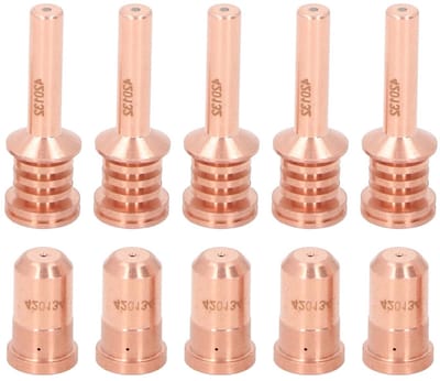 Consumables voor Plasma Cutter - 5 Stuks Elektroden en 5 Stuks Mondstukken, Hoogwaardige Snijset voor Precisiewerk en Efficiëntie