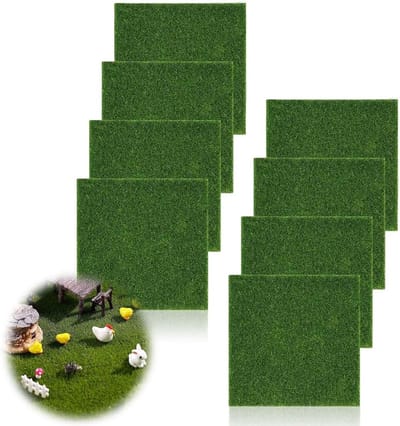 Kunstgras 15x15cm Set van 8 voor Creatieve Projecten, Miniatuurtuin Decoratie, Feestelijke Versiering en DIY Tuinaccessoires