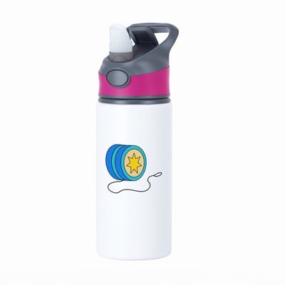 Hacebo® - jojo waterfles met rietje roze - Kind - kinderen - speelgoed - cadeau - sport - water fles - 650ML
