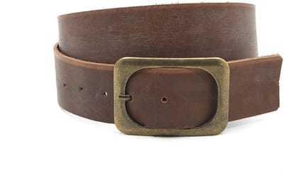 Dames riem bruin - Leren jeans riem 5cm met bronzen gesp - Leer - Jeans riem - Stoer - Maat 85