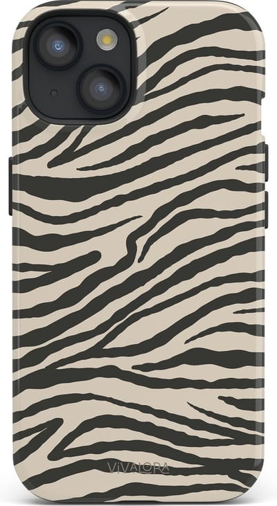 VivaLora Tough Telefoonhoesje iPhone 14 met MagSafe - Wild Lines Zebra Print - 2-in-1 Phone Case - Hard Case & Siliconen Backcover - Extra Bescherming - Shockproof Cover - Zwart/Wit Zebraprint