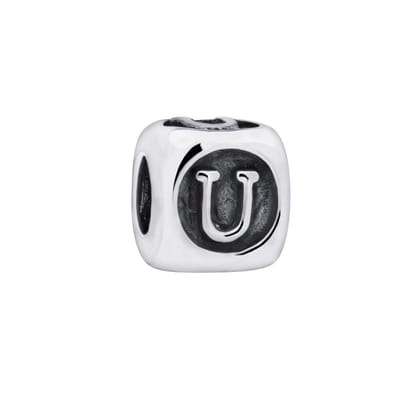 Quiges - 925 - Zilveren - Bedels -Sterling zilver - Beads - Alfabet Letter U Kraal Charm - Geschikt – voor - alle bekende merken - Armband Z444