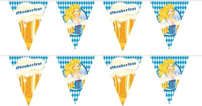 Folat Oktoberfest Bierfeest vlaggenlijn - 2x - slinger - met blonde dame - 10 meter - Feestartikelen - versiering