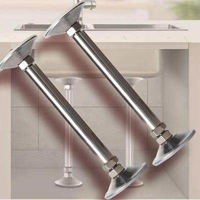Onderbouw Gootsteenbeugels - Keukenpalen Reparatiekit - Gootsteen Reparatie - Boorvrije Installatie - 2x 56-71 cm - Zilver