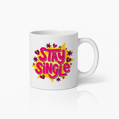 Grappige Mok 330ml – “Stay Single” Gedurfde en Kleurrijke Koffiemok, Perfect Cadeau voor Singles en Onafhankelijke Zielen