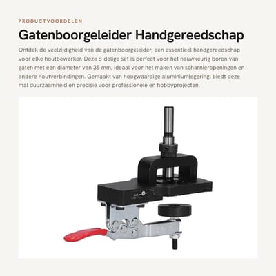 Dailygoods- Gatenboorgeleider 35 mm - 8-delige set - Handgereedschap - Aluminiumlegering - Houtbewerking - Precisie en duurzaamheid - Boorgids