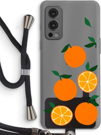 Case Company® - Hoesje met koord geschikt voor OnePlus Nord 2 5G hoesje met Koord - Will you be my clementine - Telefoonhoesje met Zwart Koord - Bescherming aan alle Kanten en Over de Schermrand