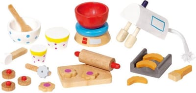 Goki - Houten poppenhuis - Bak accessoires - 22-delig
