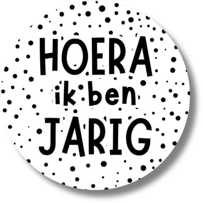 Hoera ik ben jarig stickers - Verjaardag stickers zwart wit confetti - 20 stuks - 4 cm
