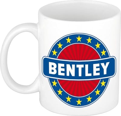 Bellatio Decorations - Bentley voornaam - koffiemok - beker - wit/blauw - 300 ml - Cadeau - Heren - Collega - Vaderdag - Verjaardag