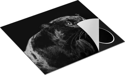 Chefcare Inductie Beschermer Zwarte Panterkop - Panter - Zwart Wit - 60x50 cm - Afdekplaat Inductie - Kookplaat Beschermer - Inductie Mat