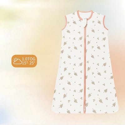 Babyslaapzakken 1.0 TOG - 2-pack 100% katoen | Draagbare deken voor pasgeborenen met dubbele ritssluiting | Zacht en ademend, machinewasbaar,Midi-boombladeren - l