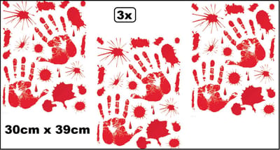 3x Stickervel Bloody Halloween hands - Horror griezel halloween festival creepy thema feest party
