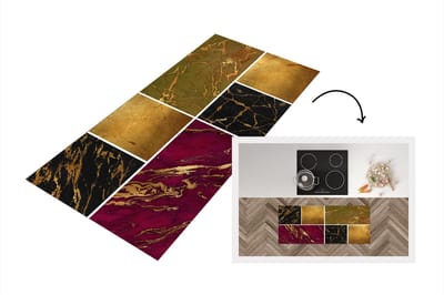 Keukenloper - Loper keuken - Marmer - Goud - Chic - 120x50 cm - Keukenloper vinyl