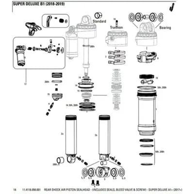 Schokdemper Rockshox Kit Air-Sealhead Super Dlx A1 2017
