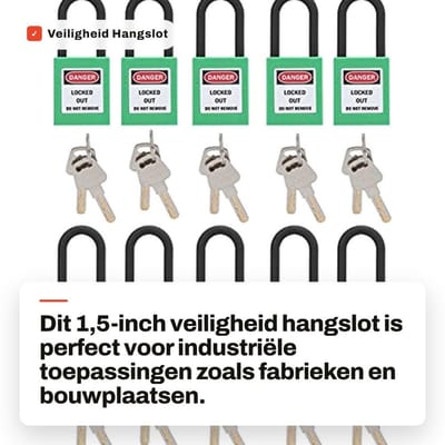 Dailygoods- Hangslot Veiligheid - 1,5 Inch - Gemanuleerde Isolatie - 10 Stuks - 20 Sleutels - Geschikt voor Industrie - Verbeterde Veiligheidsprogramma's - Veiligheidsslot