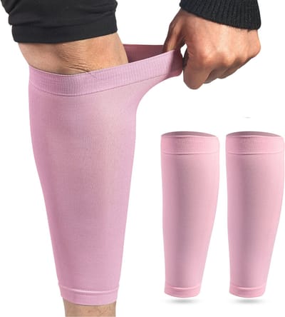 U Fit One 1 Paar Compressie Kuitbrace - Kuit Sleeve - Elastisch Verstelbaar Scheenbeen bandage - Versteviging - Roze