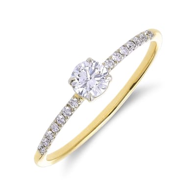 Lucardi Dames 14 karaat geelgouden ring met lab grown diamant 0,325ct voor dames - Ring - 14 Karaat Goud - Goud - 15 / 47 mm
