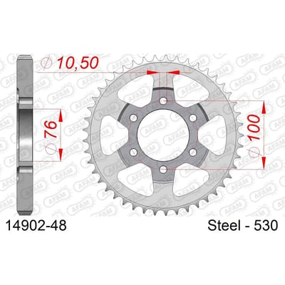 Stalen tandwiel Afam 530 48 dents