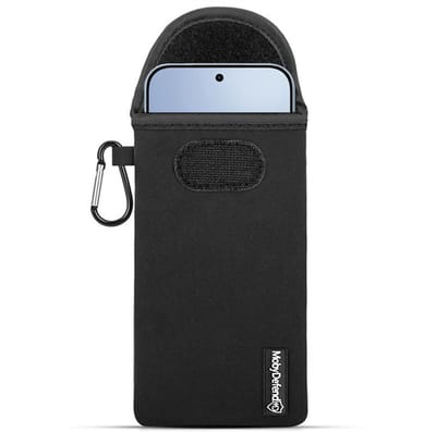 MobyDefend Hoesje - Geschikt voor Xiaomi 17T - Neopreen Pouch Met Karabijnhaak - Insteek - Riemlus - Zwart