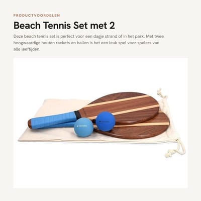 Dailygoods- Beach Tennis Set - Houten Rackets - 2 Ballen - Frescobol Set - Strand/Tuin/Park - Geschikt voor Alle Leeftijdsgroepen - Paddleball Set