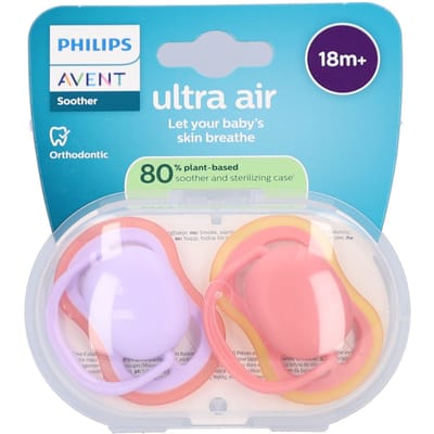 Philips Avent Ultra Air – Ademend en lichtgewicht fopspeen (18mnd+) – 2 stuks - SCF349/46