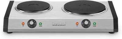 Dubbele Kookplaat - Elektrische Kookplaat - Extra Kookruimte - 1800 Watt Vermogen - Roestvrij Staal - Zwart