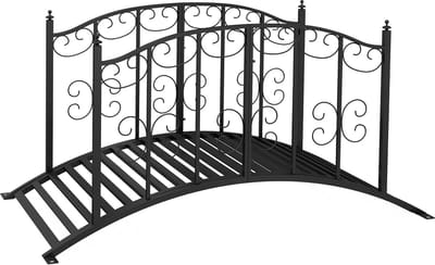 Killogood Vintage stijl metalen tuinbrug - decoratie voor tuin en vijver - 119x67x70 cm - zwart