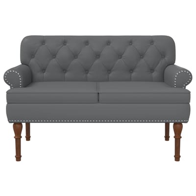 vidaXL - Lovingseat - met - knoopge - tuft - Grijs - 120 - x - 65 - x - 77 - cm - Kunstleer