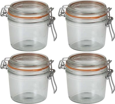 Le Parfait Voorraad/weckpot - 4x - glas - transparant - 10 x 8,5 cm - 350 ml
