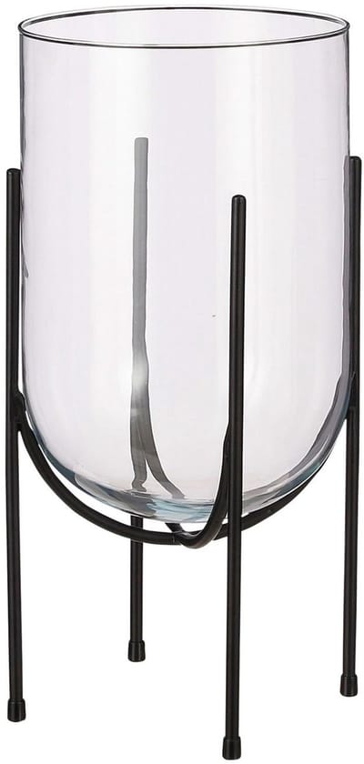 Mica Decorations Bloemenvaas Jamey - metalen standaard - transparant - 40 x 21 cm - bloemenvaas